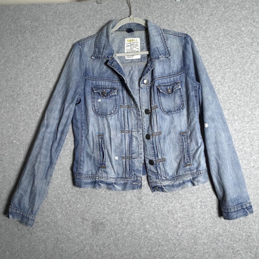 J.Crew Denim Jacket Women S Blue Distressed Classic Americana 21769 light weight